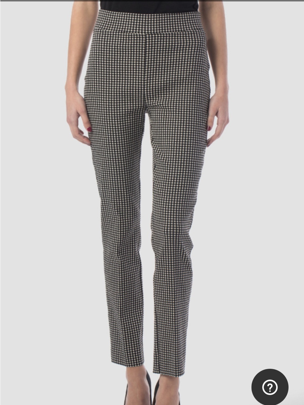 Joseph Ribkoff Black Cream Geometric Check Pull On Slim Ankle Pants Size 8